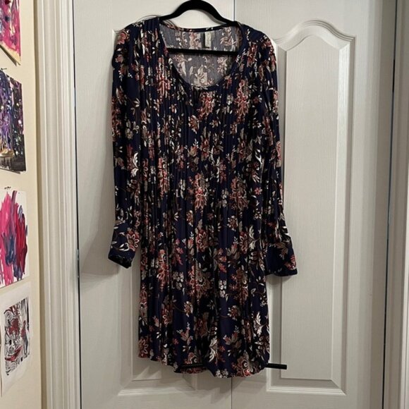 Sahalie Floral Long Sleeve Dress - Navy and Red - Picture 1 of 2